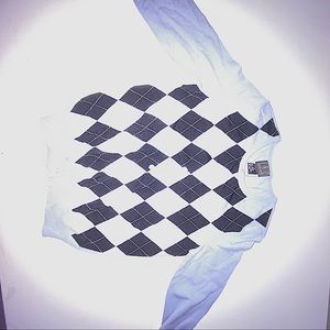 Cropped argyle button up cardigan